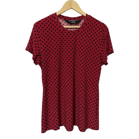 Norma Kamali Womens Jersey Polka Dot Top Size 2XL Red Stretch Retro Office 50s - Picture 1 of 6